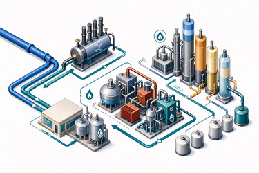 подробная инфографика установки по переработке природного газа с очисткой, разделением и фракционированием, изображение, сгенерированное искусственным интеллектом - yuyu