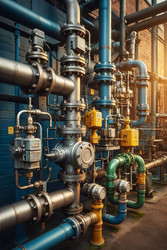 подробная инфографика сети распределения природного газа с трубопроводами, регуляторами и счетчиками, изображение, сгенерированное искусственным интеллектом - yuyu