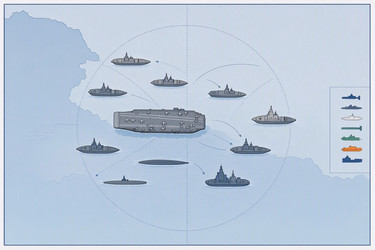современная инфографика состава военно-морского флота с указанием типов кораблей и авианосной ударной группы, изображение, сгенерированное искусственным интеллектом - yuyu