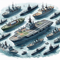современная инфографика состава военно-морского флота с указанием типов кораблей и авианосной ударной группы, изображение, сгенерированное искусственным интеллектом - yuyu