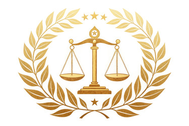 золотые весы - символ правосудия в оформлении лаврового венка - RomanZ