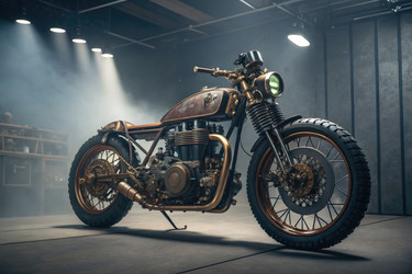 классический мотоцикл представлен в стильном гараже с эффектным освещением - RomanZ