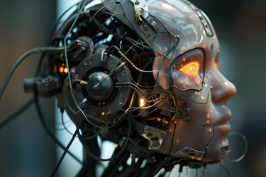робот с искусственным интеллектом, демонстрирующий человеческое лицо - yliv