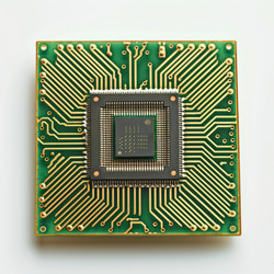 Чип центрального процессора cpu на зеленой печатной плате - yliv