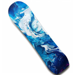 Сноуборд с росписью fluid art в голубых и белых тонах - yliv