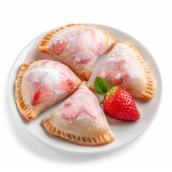 вкусные сладкие пироги с клубникой для рук, поданные на белой тарелке - yliv