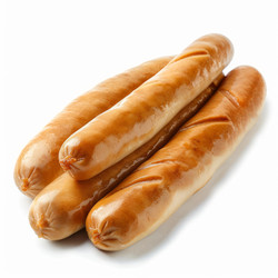 вкусные сосиски-гриль, выделенные на белом фоне - yliv