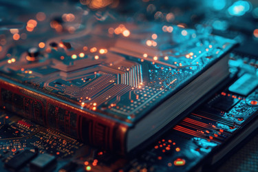 старая пыльная книга, подсвеченная технологией на печатной плате - yliv