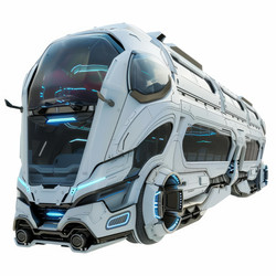 футуристический автономный электробус, движущийся на белом фоне - yliv