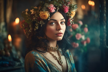 женщина-фея цветов в средневековом стиле. генеративный контент - yliv
