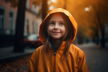 улыбающаяся девушка в осеннем плаще. генеративный контент - yliv