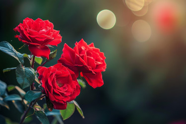 цветущие красные розы, освещенные солнечным светом золотого часа - yliv
