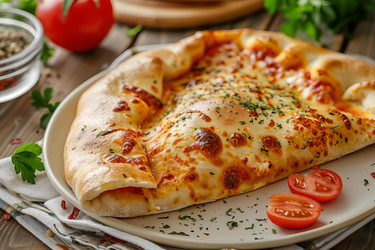 вкуснейшее кальцоне с томатным соусом и плавленой моцареллой в стиле итальянской кухни - yliv