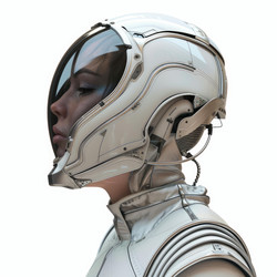 женщина-астронавт в космическом шлеме позирует в профиль - yliv