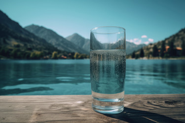 стакан с чистой минерализованной горной водой. генеративный контент - yliv