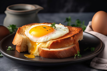 тосты с омлетом - вкусный полезный завтрак. генеративный контент - yliv