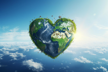земля в форме сердца парит над облаками, прославляя любовь к нашей планете - yliv