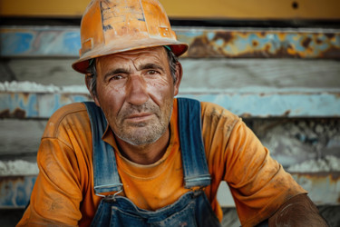 портрет строителя в оранжевой каске и комбинезоне - yliv