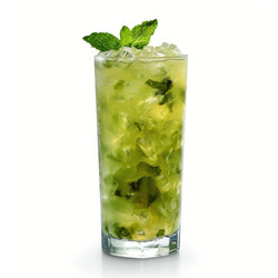 освежающий зеленый коктейль со льдом и мятой на белом фоне - yliv