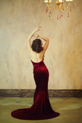 Beautiful woman in red dress and with long hair - paha_l