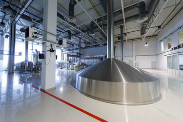 Hall with brewing equipment of beer factory - paha_l