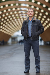 Full portrait of young man in black jacket on - paha_l