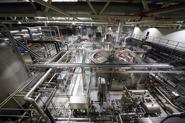 Huge hall with brewing equipment at beer factory - paha_l