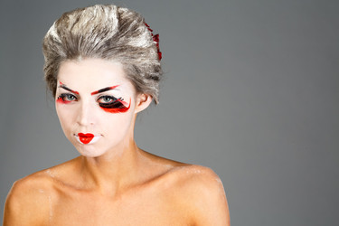 Girl in traditional Japanese makeup close up - paha_l