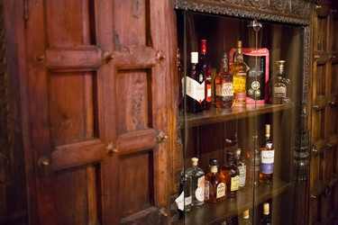 MOSCOW, RUSSIA - FEB 15, 2015: Bar with bottles of alcohol drinks in - paha_l