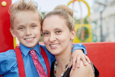 Mother and son head tohead at playground - paha_l