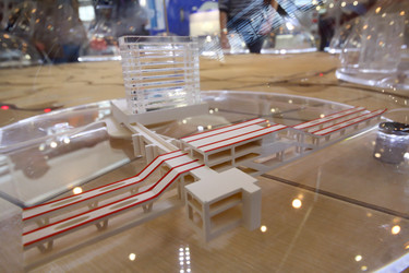 MOSCOW - OCT 30, 2014: Model of Railway station at exhibition city - paha_l