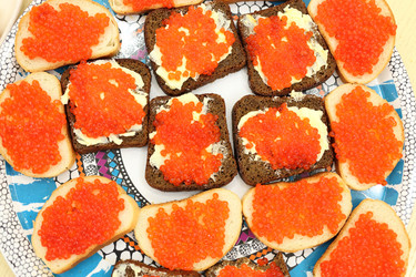 Lot of black and white sandwich bread with red - paha_l