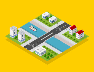 изометрическое городское планирование со зданиями и рекой - alexzel21