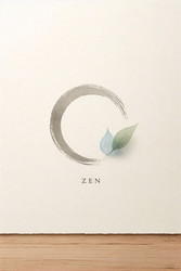 Логотип Zen minimal meditation с изображением единственного круга enso с крошечным листочком и каплей воды, сгенерированное искусственным интеллектом изображение - yuyu