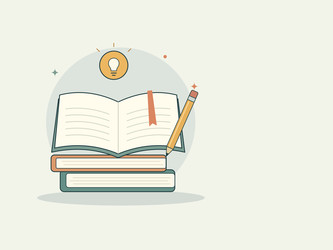 Обучение: открытая тетрадь, книги и карандаш - lo_na