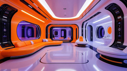 дизайн интерьера гостиной, вдохновленный космической галактикой, футуристическая концепция дома - Nik.Alex