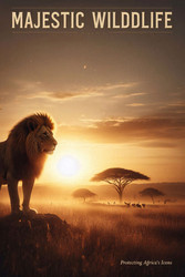Баннер веб-сайта Majestic wildlife с силуэтом льва на фоне золотистого заката в саванне, изображение, сгенерированное искусственным интеллектом - yuyu