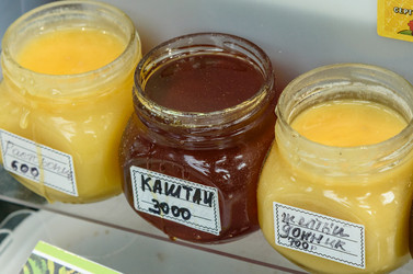 виды натурального меда в стеклянных банках: каштановый и светлый сорта - Sadoff