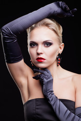 Blonde woman in black dress - Serg Zastavkin