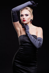Blonde woman in black dress - Serg Zastavkin