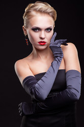 Blonde woman in black dress - Serg Zastavkin