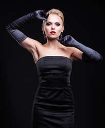 Blonde woman in black dress - Serg Zastavkin
