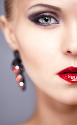 Half face close-up portrait of young woman - Serg Zastavkin