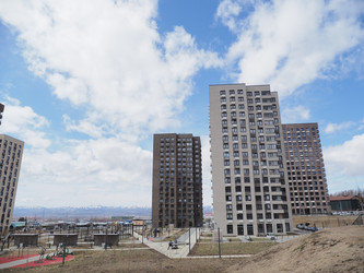 Строительство микрорайона Уюн. Южно-Сахалинск. Сахалин. Construction of the Uyun microdistrict. Yuzhno-Sakhalinsk. Sakhalin. (Marka) - marka