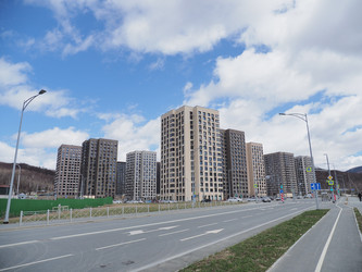 Строительство микрорайона Уюн. Южно-Сахалинск. Сахалин. Construction of the Uyun microdistrict. Yuzhno-Sakhalinsk. Sakhalin. (Marka) - marka