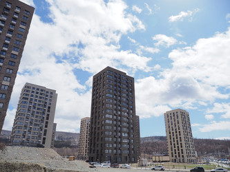 Строительство микрорайона Уюн. Южно-Сахалинск. Сахалин. Construction of the Uyun microdistrict. Yuzhno-Sakhalinsk. Sakhalin. (Marka) - marka