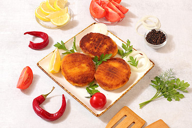 котлеты из соевого мяса, вегетарианское и веганское блюдо, не содержащее мясных продуктов. приготовление полезных блюд в стиле гурманов, пропагандирующих здоровое питание. меню для кафе, баннер для заведения быстрого питания - svetlanabalyn