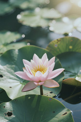 Pink Water Lily Blooming on Pond for Wellness and Meditation - AnnaStills